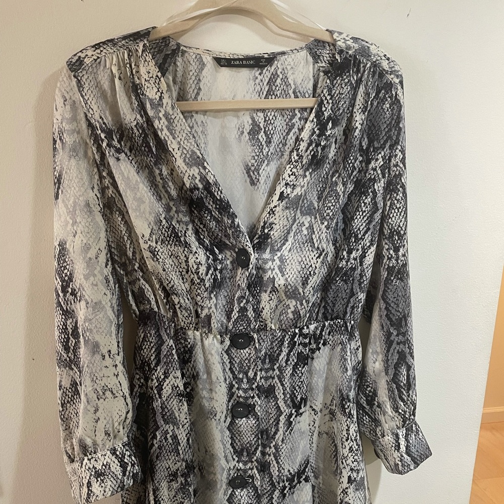 Grey animal print Zara dress.